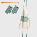 Juego guantes de cocina y delantal aqua verte