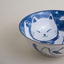 Cuenco para ramen Neko Nishiki azul (vajilla japonesa)