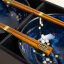 Set 2 cuencos para udon Hana azul con palillos.