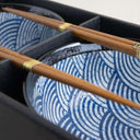 Set 2 cuencos para udon Olas japonesas con palillos.